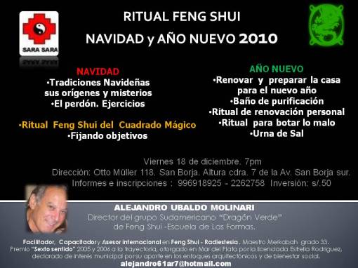 Sara Sara te invita a participar del Ritual Feng Shui de Navidad y Año Nuevo con Alejandro Molinari